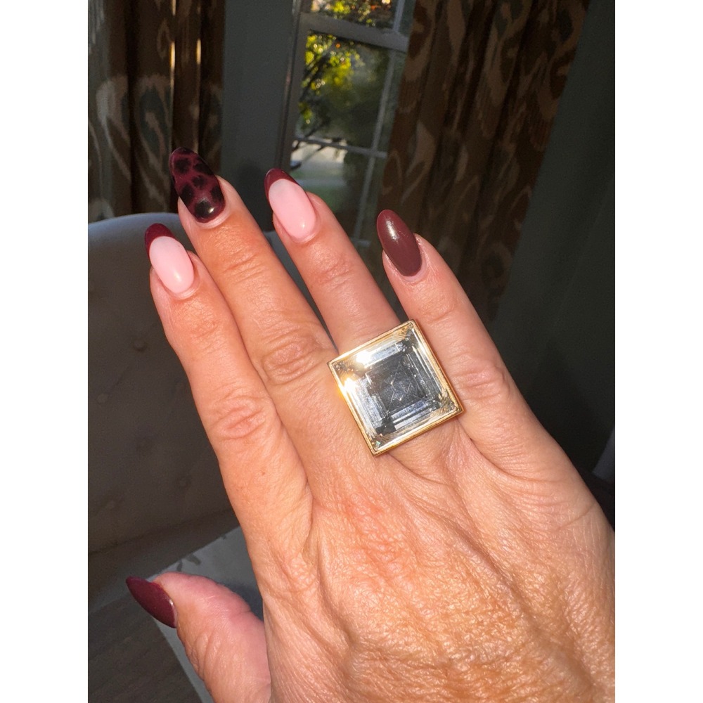 Michael Kors Statement Ring Gold Square Rhineston… - image 1